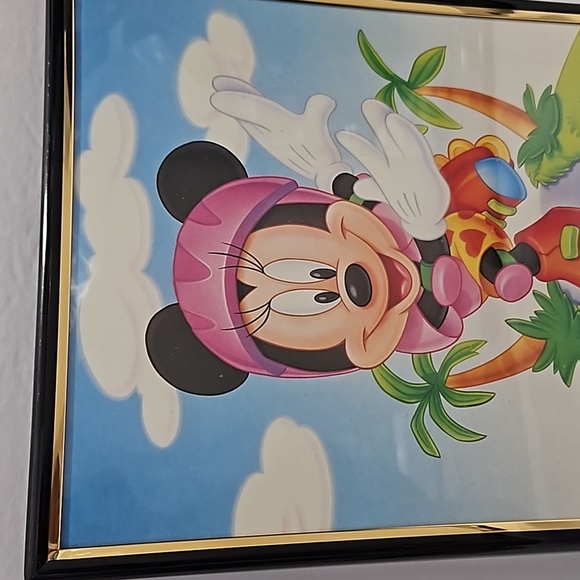 Disney Minnie Mouse Rollerblading Between Palm Trees 8x10 Black Gold Framed Art - Picture 2 of 5